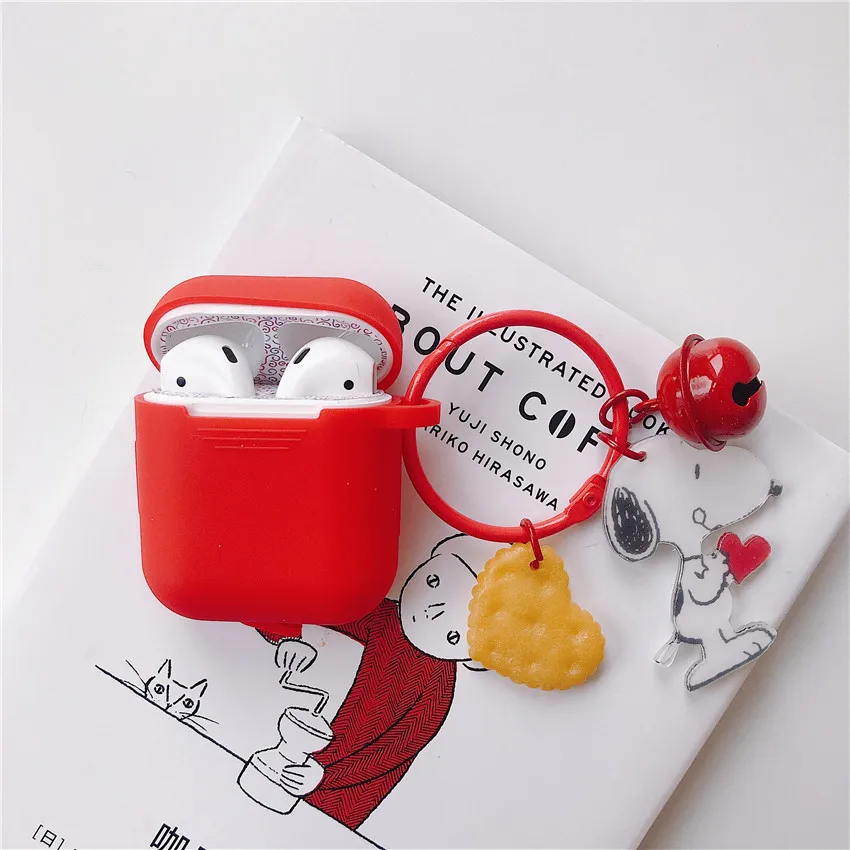 Коричневый Милый мультяшный защитный чехол для AirPods с клубничной пряжкой, ремешок на запястье, Bluetooth, беспроводные наушники, силиконовая коробка для зарядного устройства - Цвет: Коричневый