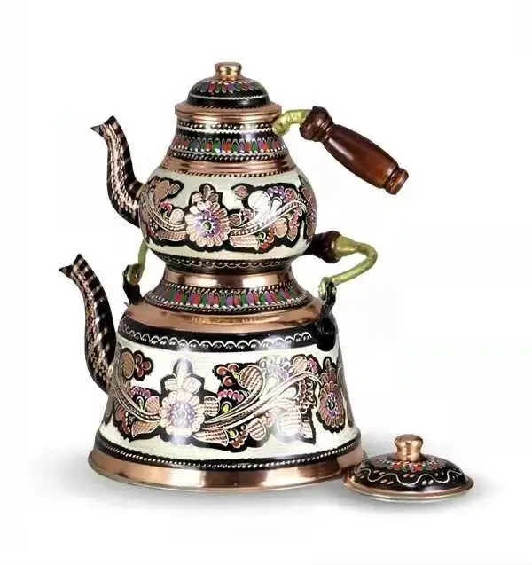 

Cy Turkey Imported Handmade Carved Cloisonne Enamel Painted Teapot Kettle