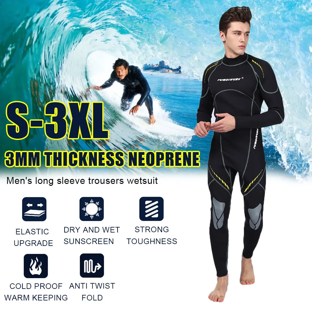 

Premium Neoprene Wetsuit 3mm Men Scuba Diving Thermal Winter Warm Wetsuits Full Suit Swimming Surfing Kayaking Equipment Black
