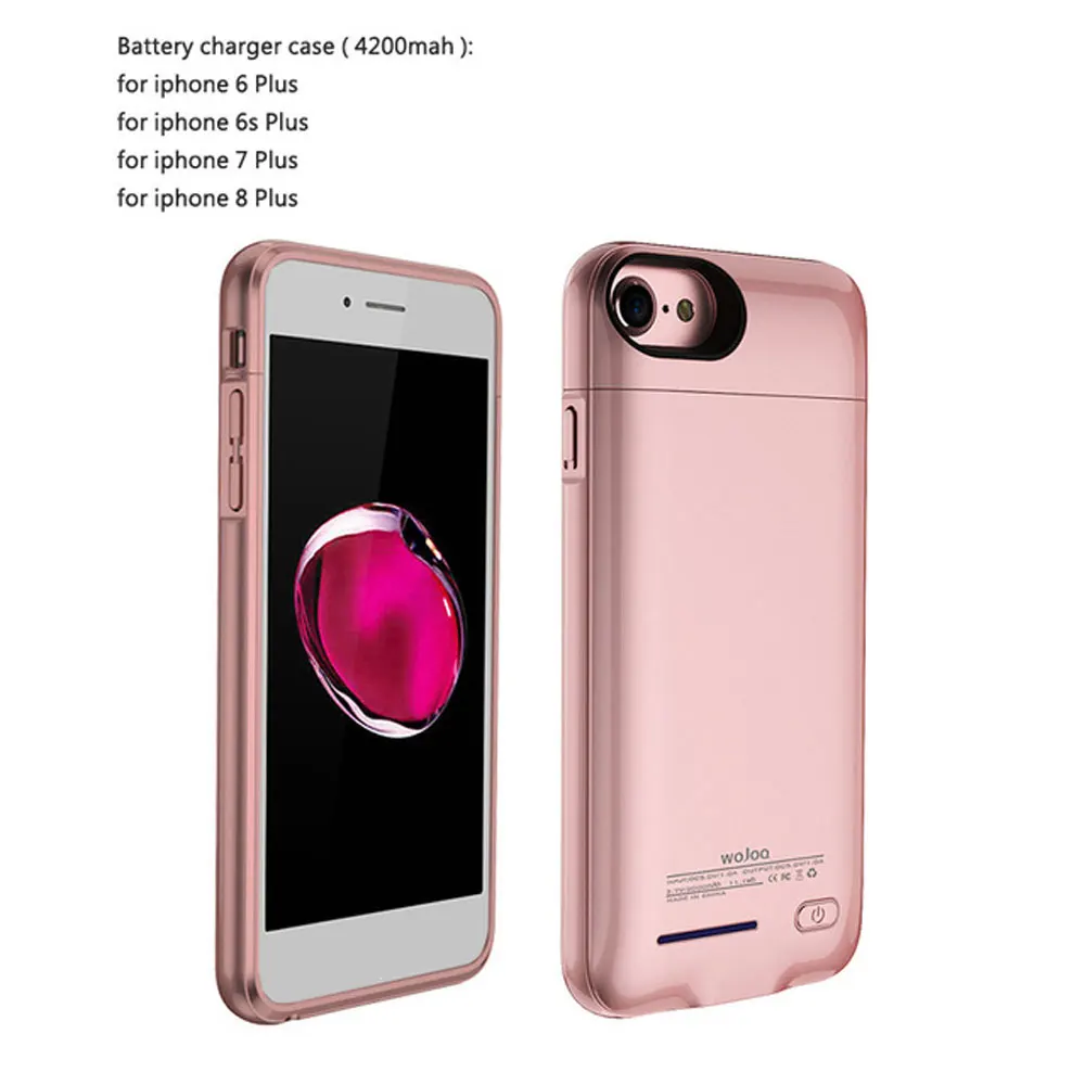 Чехол для зарядного устройства для iPhone 6, 6s, 7, 8 Plus, внешний аккумулятор, чехол, ультра тонкий внешний аккумулятор, чехол для зарядки iP6, 3000/4200 мА/ч - Цвет: Rose gold 6 7 8Plus