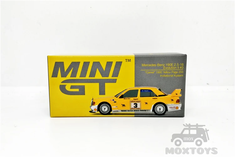 

MINI GT 1:64 190E 2.5-16 Evolution II #3 Camel 1990 Yellow Page 200 Diecast Model Car