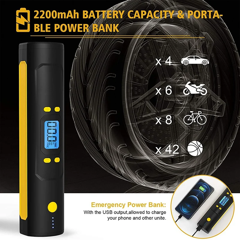 Barato Compresor De Aire Portátil, Bomba Neumática, 150 Psi, Bomba De Neumáticos Con Indicador, Pantalla Lcd, Varios Vehículos