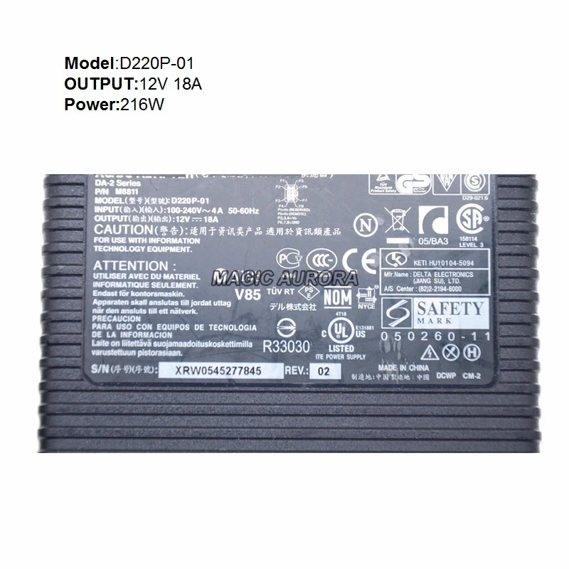 Оригинальное зарядное устройство для адаптера переменного тока 216 Вт 12 в 18 А Dell