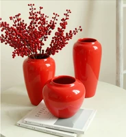 countertop ceramic vase chinese style simple living room dried flowers chinese red floral flower arrangement home decoration