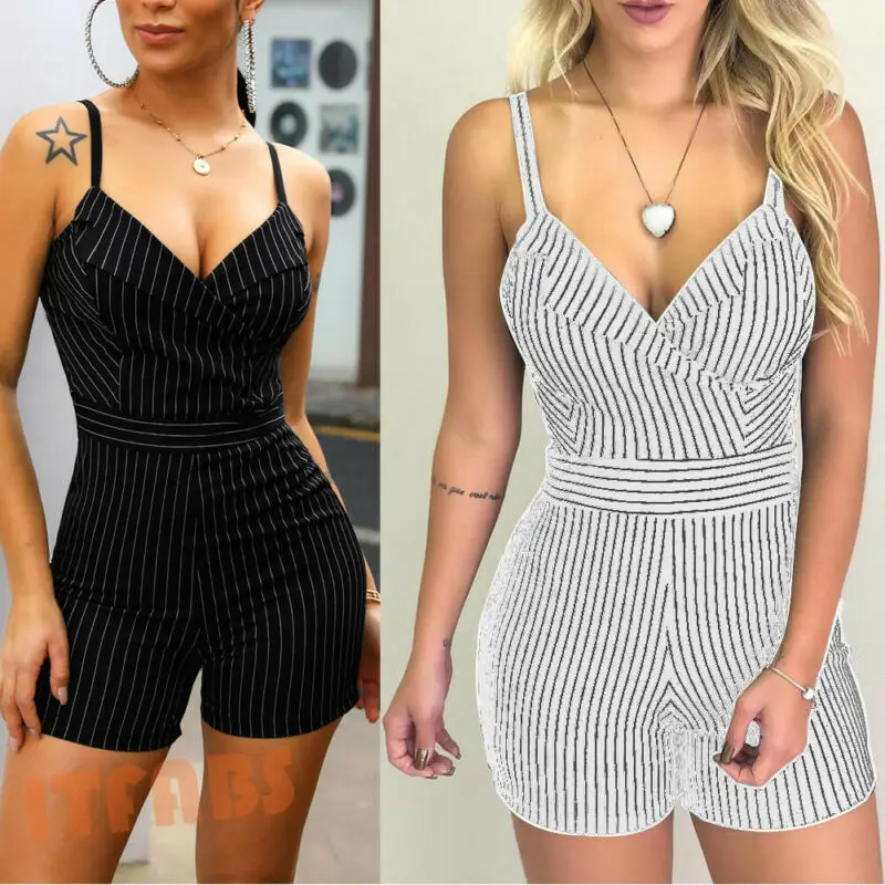 2020 летний женский праздничный мини комбинезон на бретельках без рукавов в