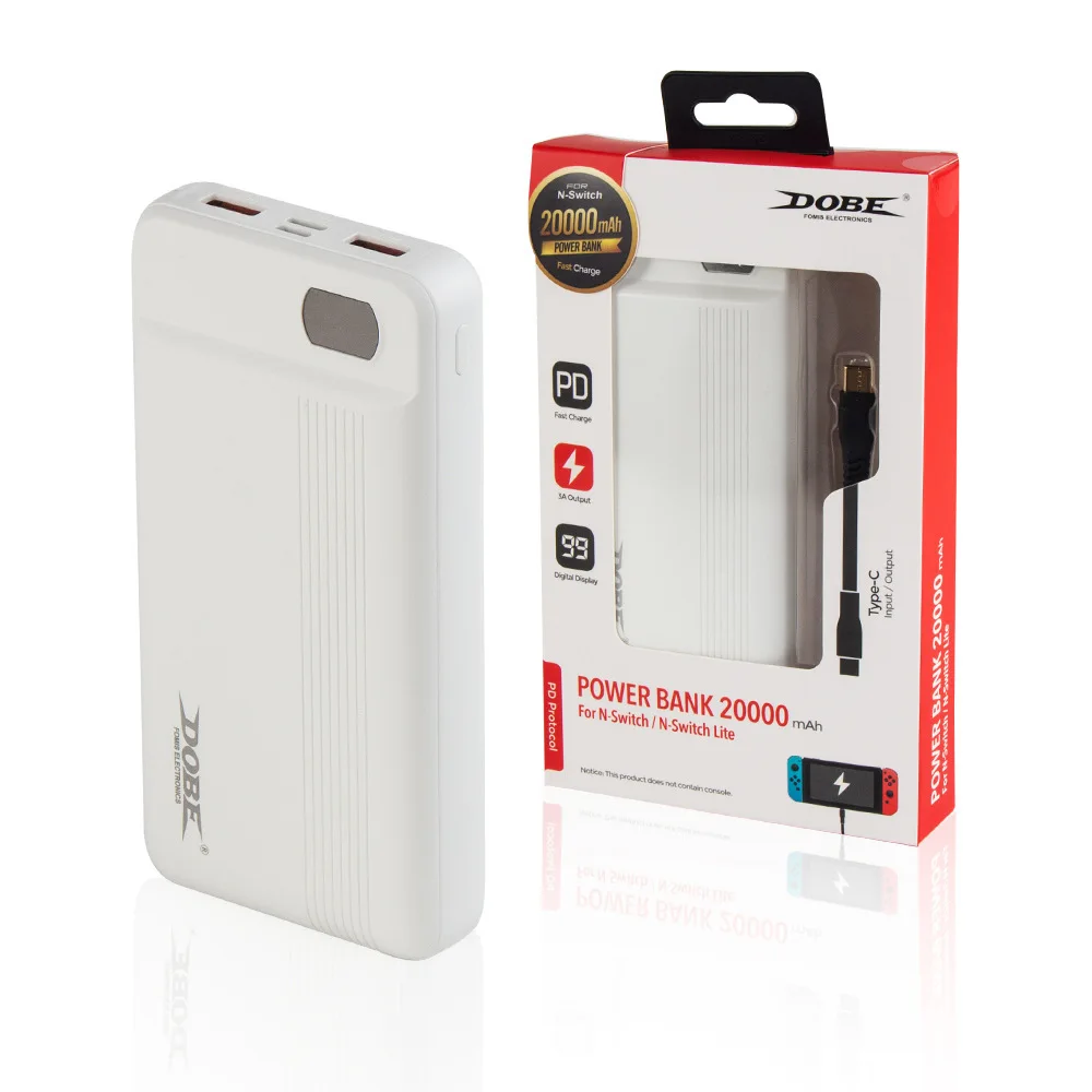Внешний аккумулятор 20000 мАч портативное зарядное устройство 2 USB Type C для Nintendo Switch
