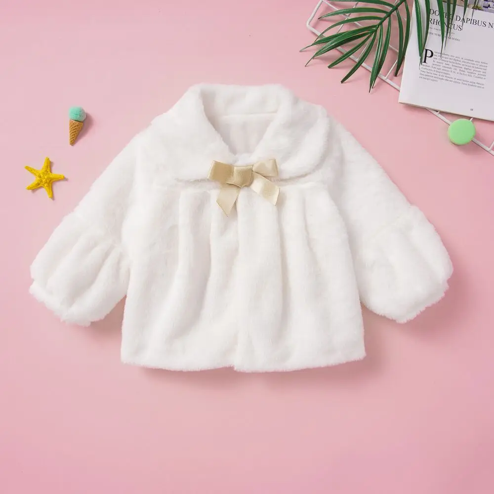Emmababy, детская зимняя теплая накидка для маленьких девочек, пальто с мехом, куртка с капюшоном для малышей, верхняя одежда - Цвет: Белый