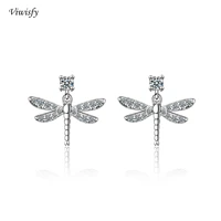 viwisfy crystal real 925 sterling silver studs women vintage dragonfly stud earrings vw21054