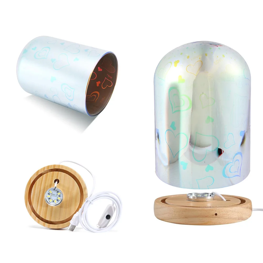 3D красочное Сердце Звезда волшебное стекло абажур атмосфера светильник