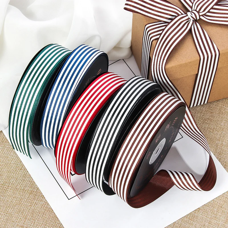 

2.5cm Black and White Stripe Grosgrain Ribbon Gift Wrap Ribbon Decoration Ribbons Diy Crafts Materials Packaging Accessories