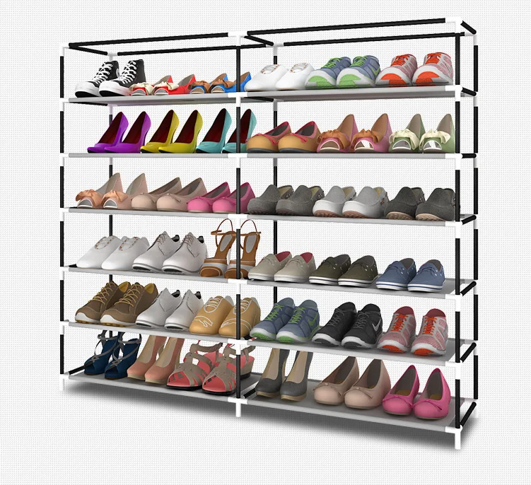 

Пыленепроницаемый двухрядный простой многослойный шкаф для обуви в сборе, простая современная усиленная стойка для обуви