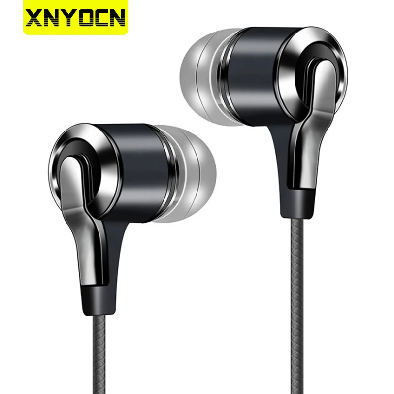  Наушники Xnyocn Universal 3.5mm In-Ear 1.2m Sport Gaming Headset Проводное управление шумоподавление Басовые наушники Проводные наушники для Xiaomi Huawei Honor Смарт…