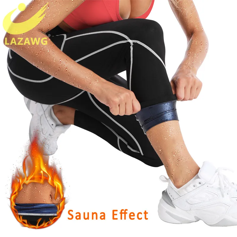 

LAZAWG Women Sauna Sweat Shapers Pants Gym Hot Sweat Slimming Fitness Workout Shapewear Weight Loss Trousers Plus Size Leggings