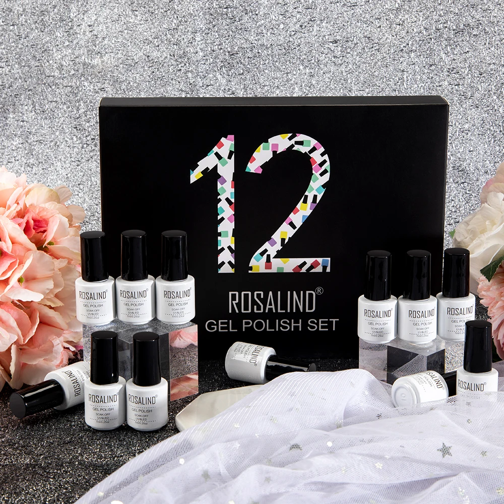 

ROSALIND Gel Nail Polish Set Mix Color Nail Kit For Manicure Nail Polish Vernis Semi Permanent UV Gellak Nail Kit With Box
