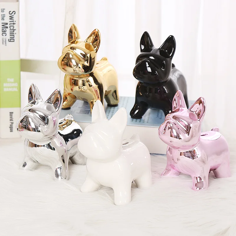 

Nordic Home Cute French Bulldog Ceramic Piggy Bank For Kids Money Saving Box Coin Bank Tirelire Spaarpot Boite Decoration