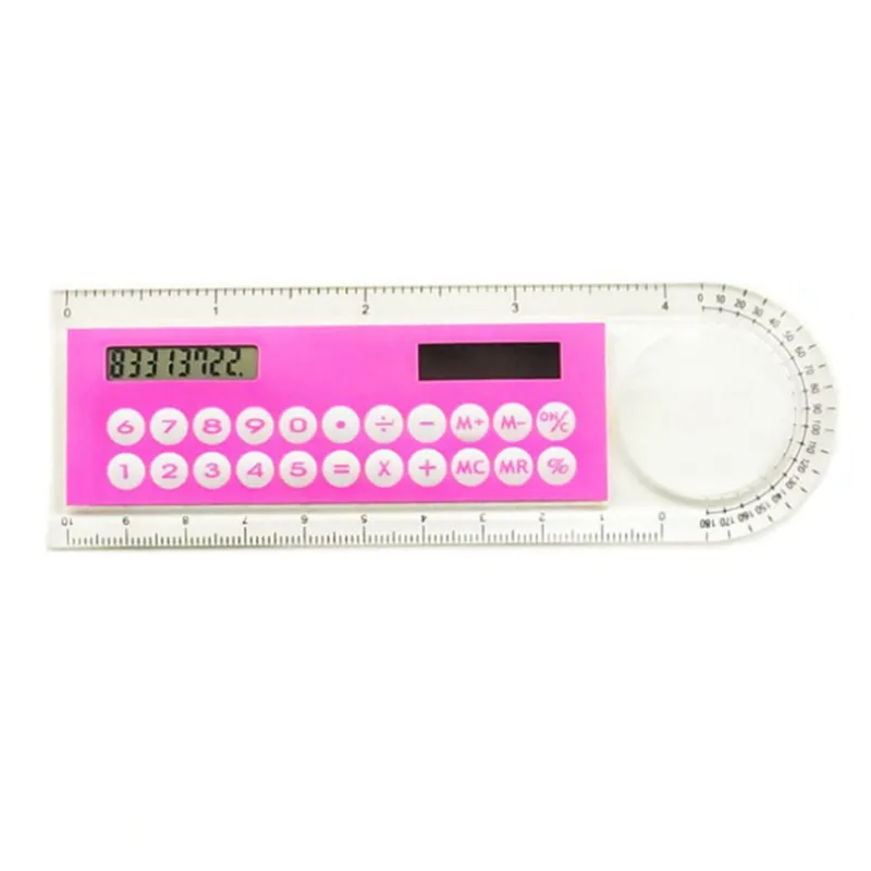 

Solar Mini 3 in 1 Rulers Calculator Magnifier Multifunction 10cm Ultra-thin Ruler Office Stationery Supplies
