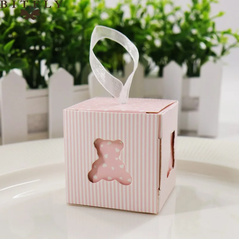bear pink box 5 шт./компл. бумажная пустая коробка для конфет дизайн каретки коробки для подарков на праздник в честь рождения ребенка, Рождество Свадебные принадлежности - Цвет: bear pink box