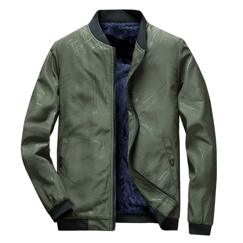 

Men's Autumn Winter Brand Casual Plus Velvet Coat Male Thicken Warm Pockets Jackets Slim Fit Bomber Jacket Men Jaqueta Masculina