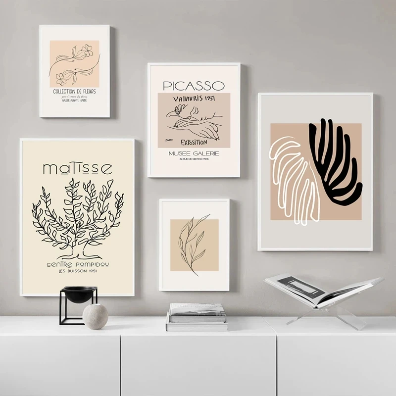 

Abstract Minimalist Line Leaves Girl Nordic Poster Wall Art Prints Canvas Painting Decoration Pictures for Living Room Bedroom