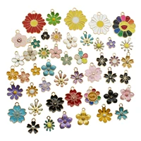 20pcs mixed flower daisy charms classics alloy pendant enamel earrings necklace bracelet diy drop oil jewelry making accessory