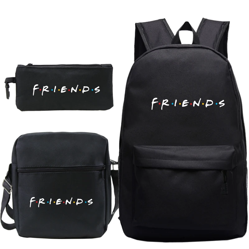 

3 Pcs/Set Backpack Friends Backpacks Teens Back to School Shoulder Bag Pencil Case Prints Knapsack for Teenagers Girls Boys