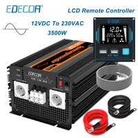 edecoa 3500w dc 12v to ac 220v 230v pure sine wave power inverter with lcd remote controller usb for caravan campervan motorhome