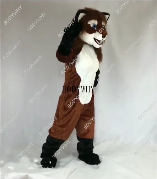 Косплей с длинным мехом рисунком лисы собаки кота костюм фурри талисмана