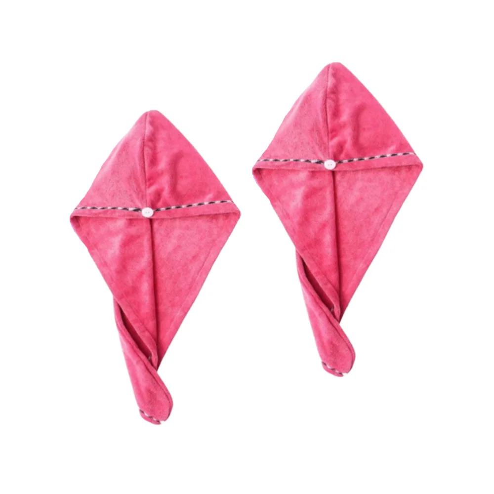 

2Pcs Hair Drying Caps Water Absorption Hair Turban Bathroom Accessories Rosy