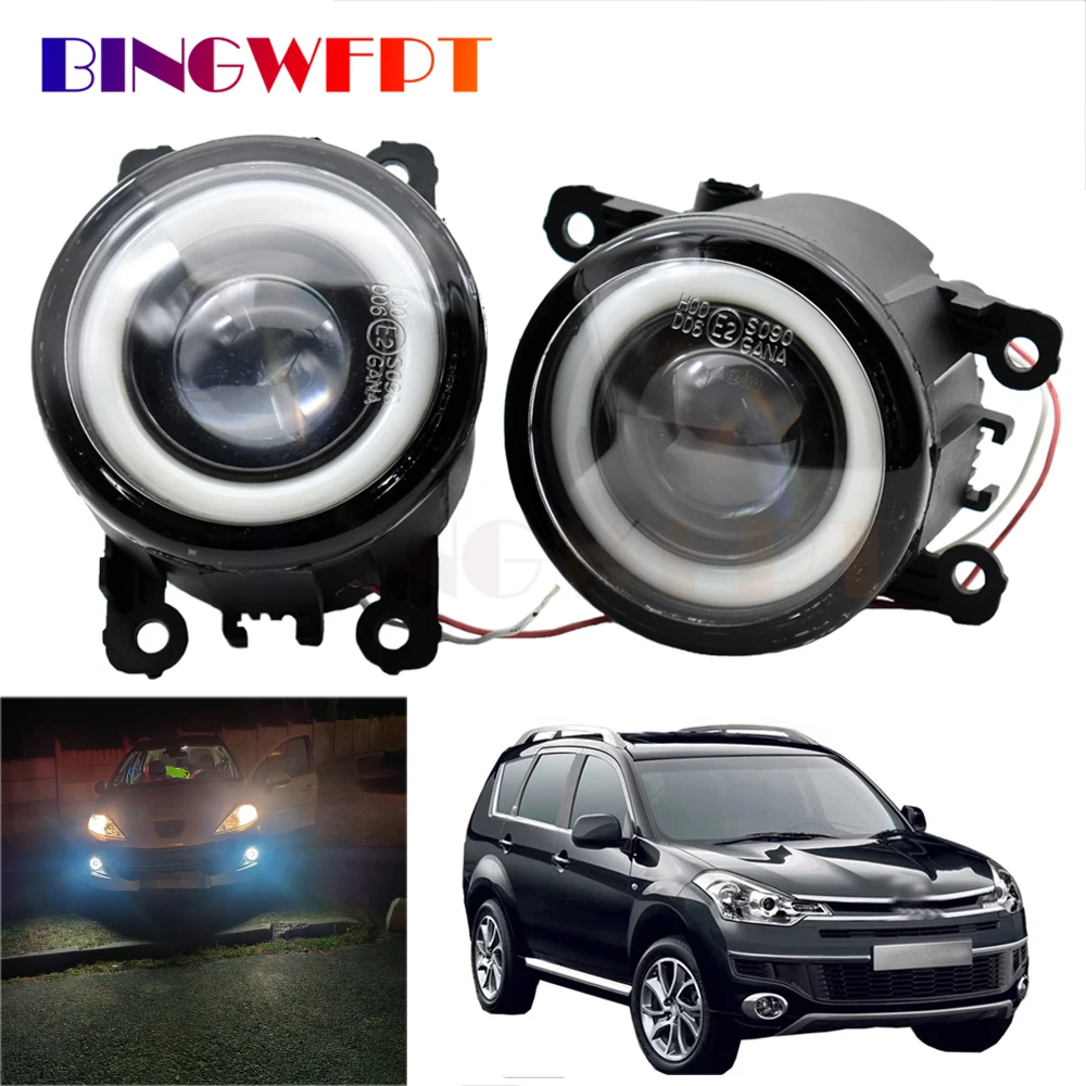 

2 X Angel Eye Fog Light Assembly Car Front Bumper LED Lens DRL Fog Daytime Running Lamp For Citroen C-Crosser