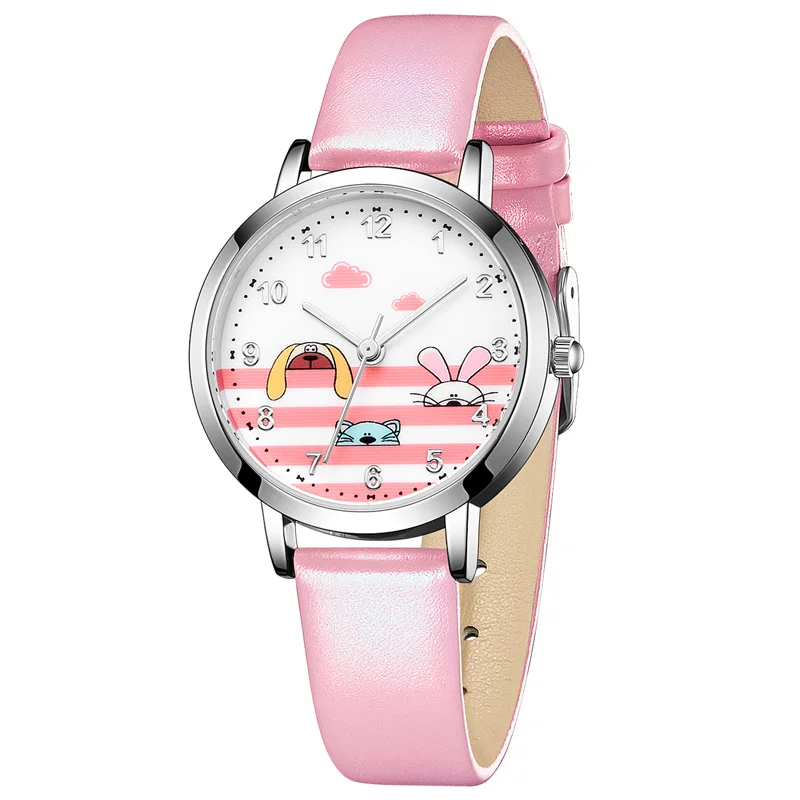 KDM Детские часы с мультяшным котом Водонепроницаемые для девочек студенческие