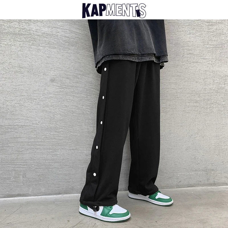 KAPMENTS Men Harajuku Wid Leg Sweatpants 2021 Mens Harajuku Japanese Streetwear Joggers Pants Male Kpop Vintage Baggy Pants 2XL
