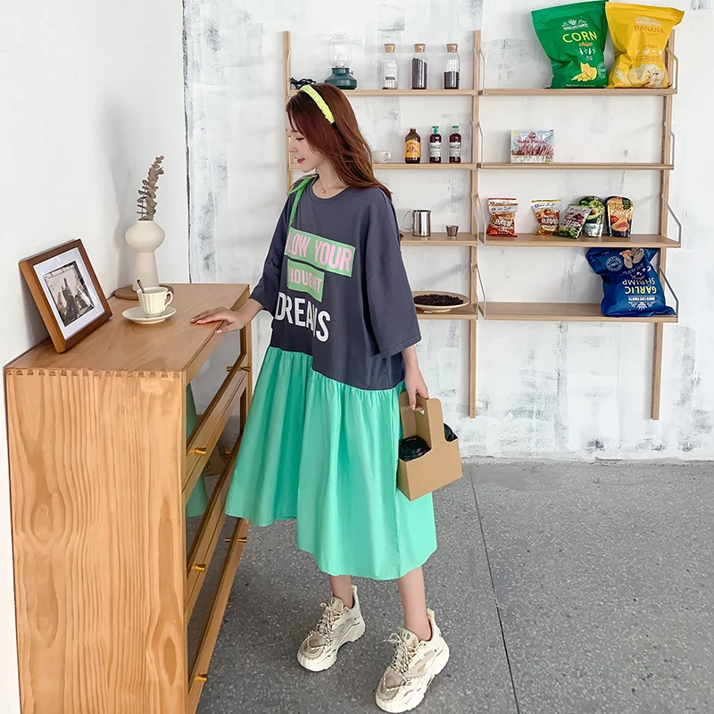 Цин MO размера плюс женские пуловеры платье 2021 для женщин из кусков Цвет Платье