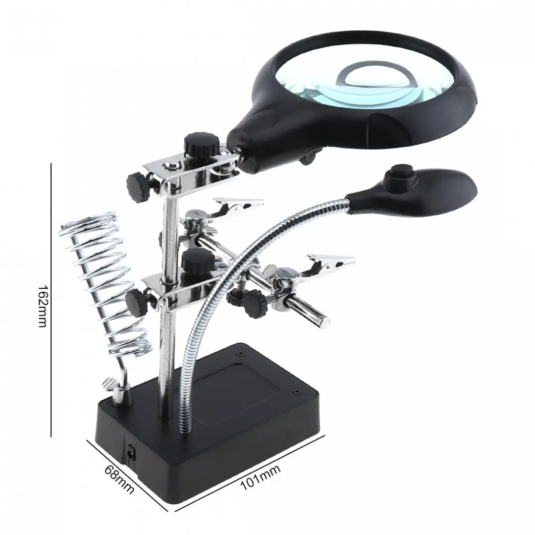 10X Desk-top Multifunctional Adjustable Rechargeable Welding Magnifier with 2 Exchangeable Lens and 5 LED Auxiliary Clip | Инструменты