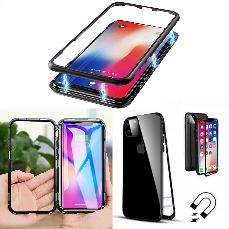360 магнитный адсорбционный чехол для iPhone XR XS MAX X 6 6s Plus прозрачный Магнитный из