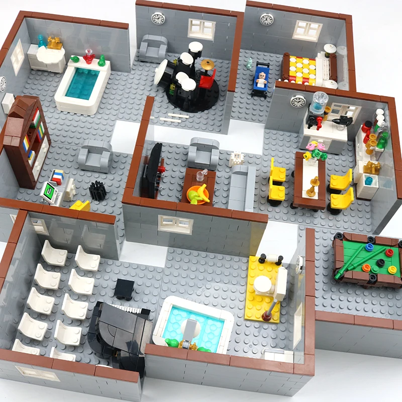 

Modular House Apartment City Building Blocks Creator Billiard Hall Bathroom Living Room Baby Room Combination Kids Toys Gifts