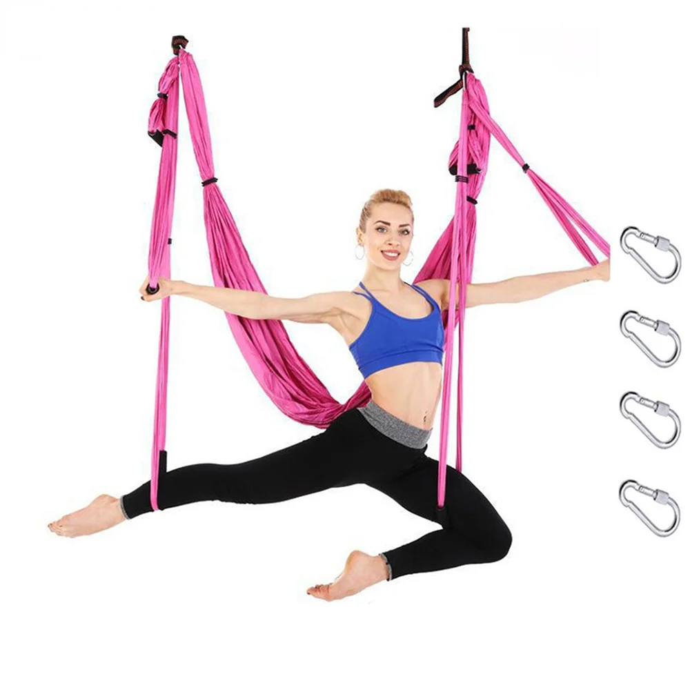 

Parachute Fabric Fitness Yoga Hammock Inversion Therapy Anti-gravity Aerial Straps Hammock with 6 Hand Grip Workout From Home