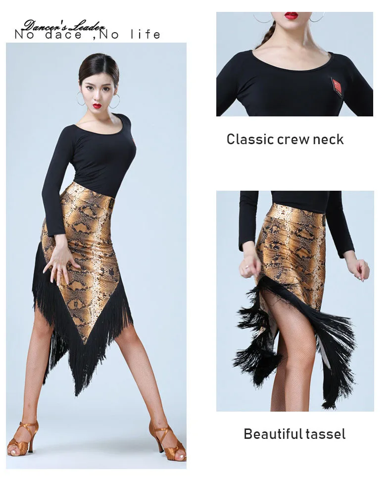 

2020 Latin Dance Costume Tassel Women's Latin Dance Skirts / Girls Sexy Long Dress Ballroom Dance / Tango / Latin Dance Costume
