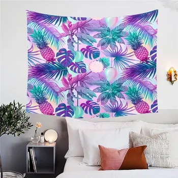 BlessLiving Pineapple Tapestry Geometric Wave Tapestries Wall Hanging Decor Tropical Fruit 3D Wall Carpet 130x150 Luxury Sheet 2