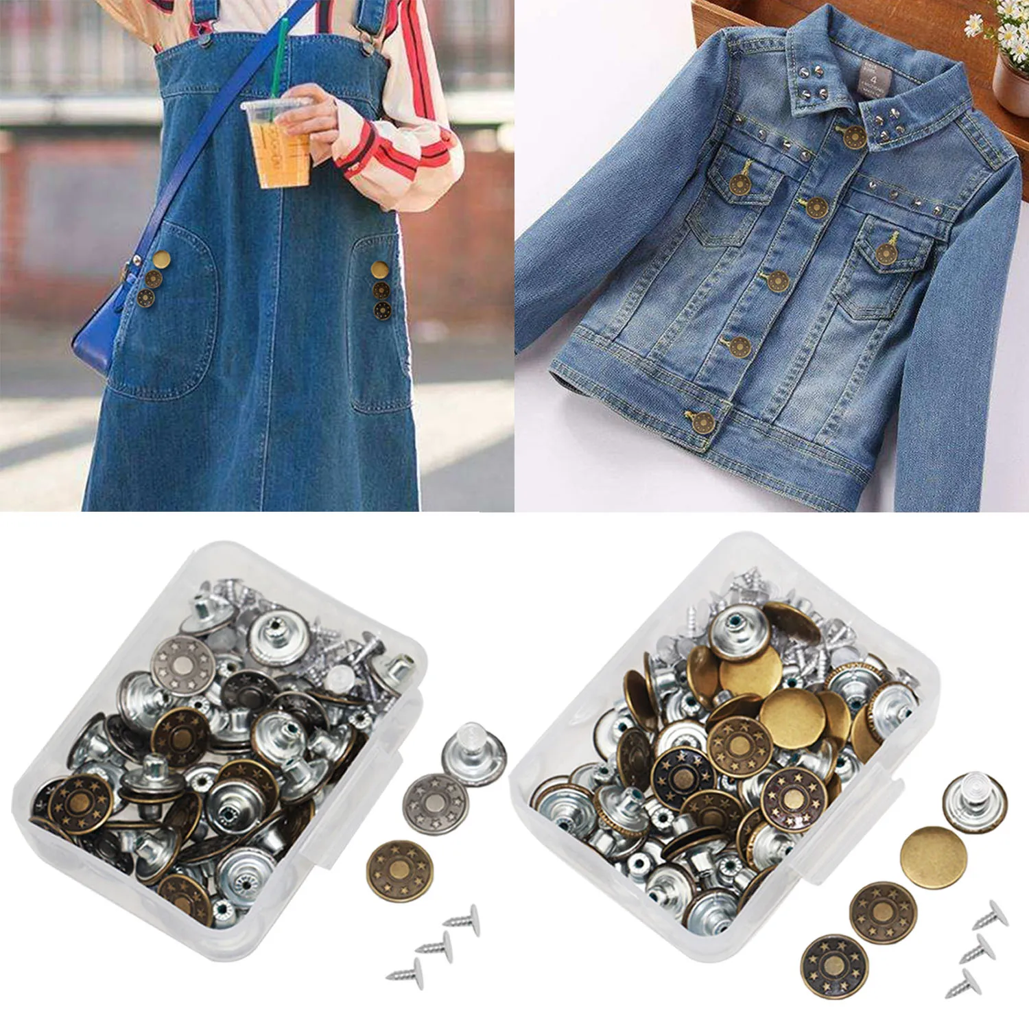 50 набор 17 мм Сменные Металлические Кнопки для украшения джинсов шорты куртки