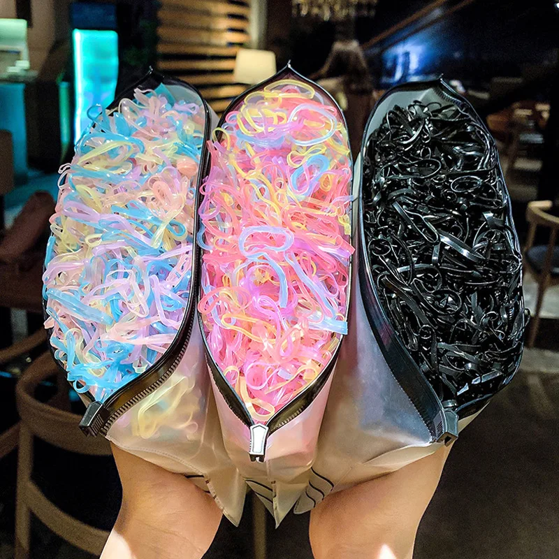 Резинки для волос одноразовые разноцветные 1000 шт./упак. девочек резинки с