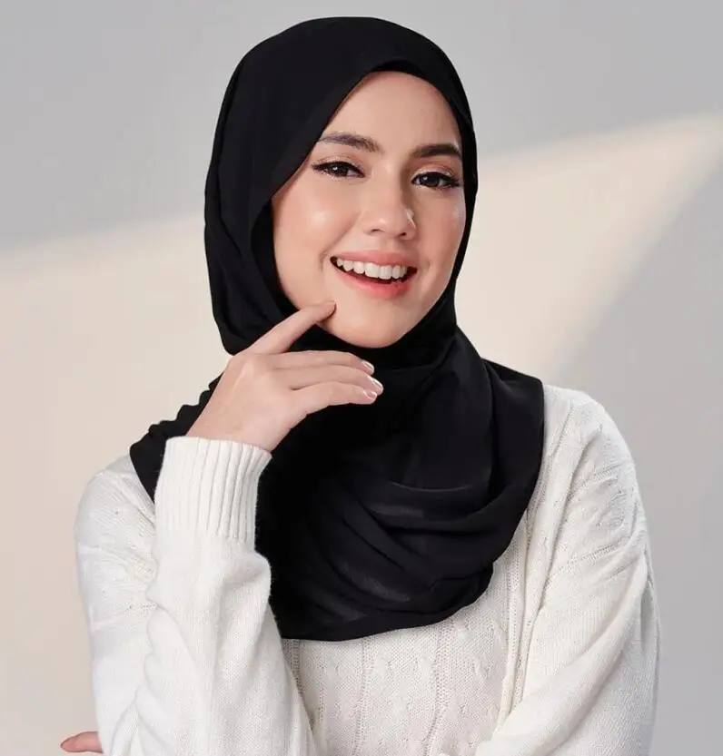 Шифоновый мгновенный хиджаб с шляпкой эластичная трикотажная искусственная