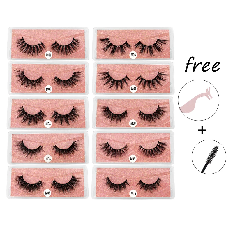 

Makeup 3D Mink Lashes Fluffy Soft Wispy Volume Natural long Cross False Eyelash Eye Lashes Reusable Eyelash with Brush tweezers