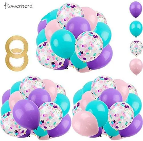 

68pcs Unicorn Balloons Kit, 12 Inches Pink Purple Blue Confetti Balloons with Ribbon for Baby Shower Birthday Decorations