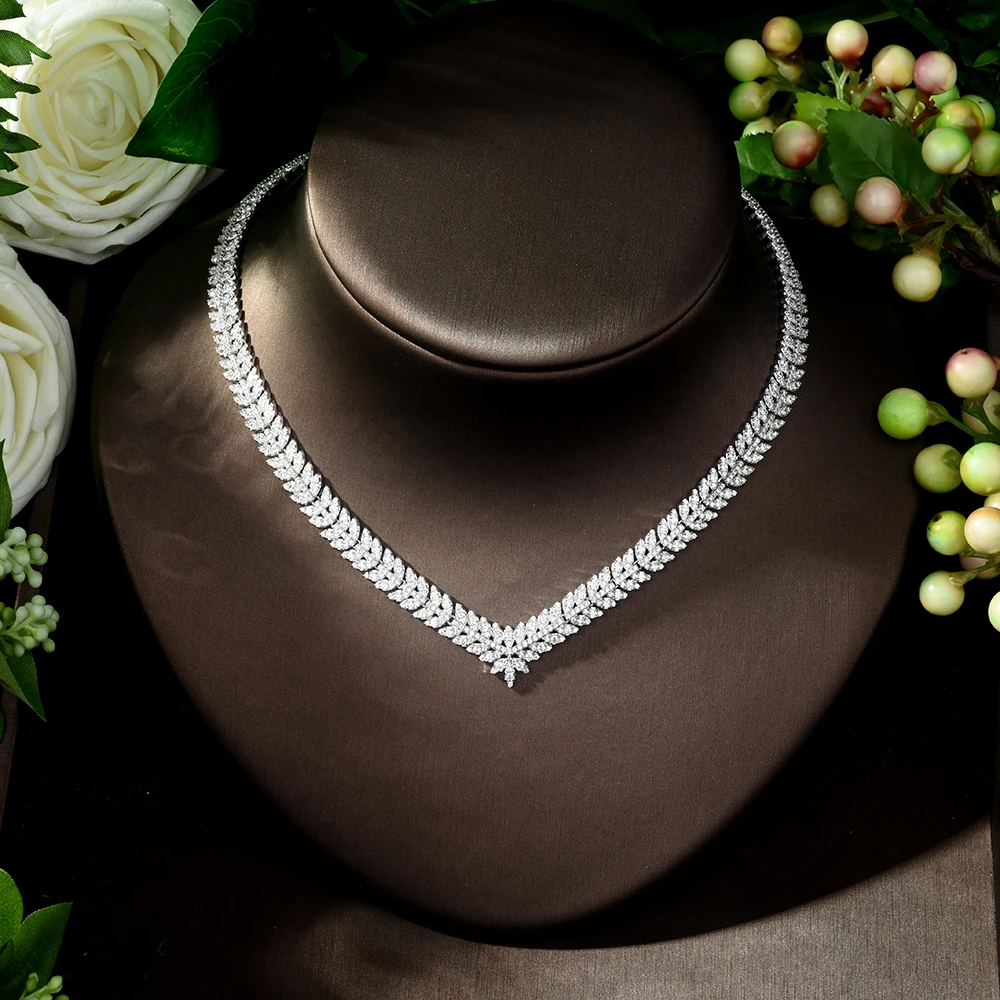 HIBRIDE New luxury Zircon Micro Pave Set Necklace Earrings Bracelet four-piece Women Weeding Jewelry Bijoux Femme N-223 | Украшения и