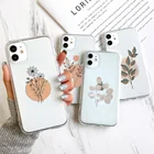 Чехол из ТПУ для Iphone 11, чехол для Iphone 12 Pro Max, чехол для Iphone 13 12 Mini X XR XS 6s 7 8 Plus SE 2020, милые прозрачные чехлы для телефонов с растениями