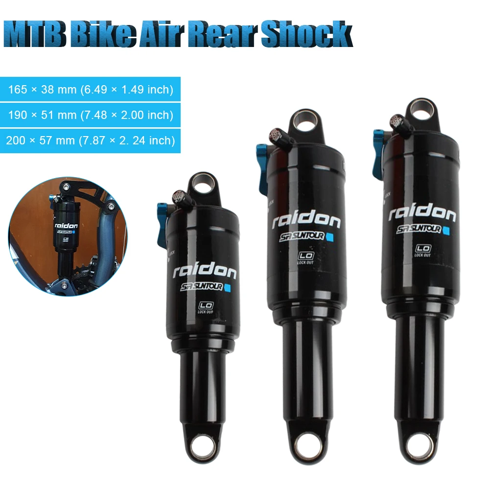 MTB Bike Air Rear Shock Absorber 165mm/190mm/200mm with Lockout XC MTB Bicycle Suspension Air Shock Absorber  - buy with discount