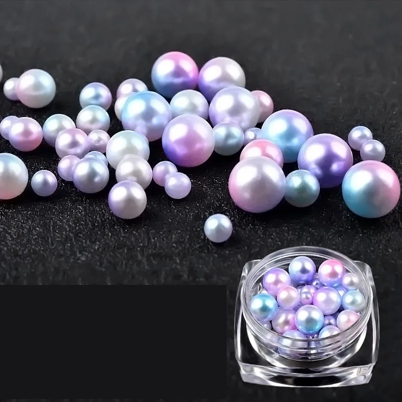 

1 Box 3/4/5/6MM Mixed Size Pearl Jewelry Japanese Mermaid Gradient Pearl DIY Symphony Round Ball Charm Nail Art Pearl Decoration