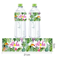 12pcs aloha mineral water bottle label pineapple tropical palm leaf decor stickers summer hawaii party supllies stickers