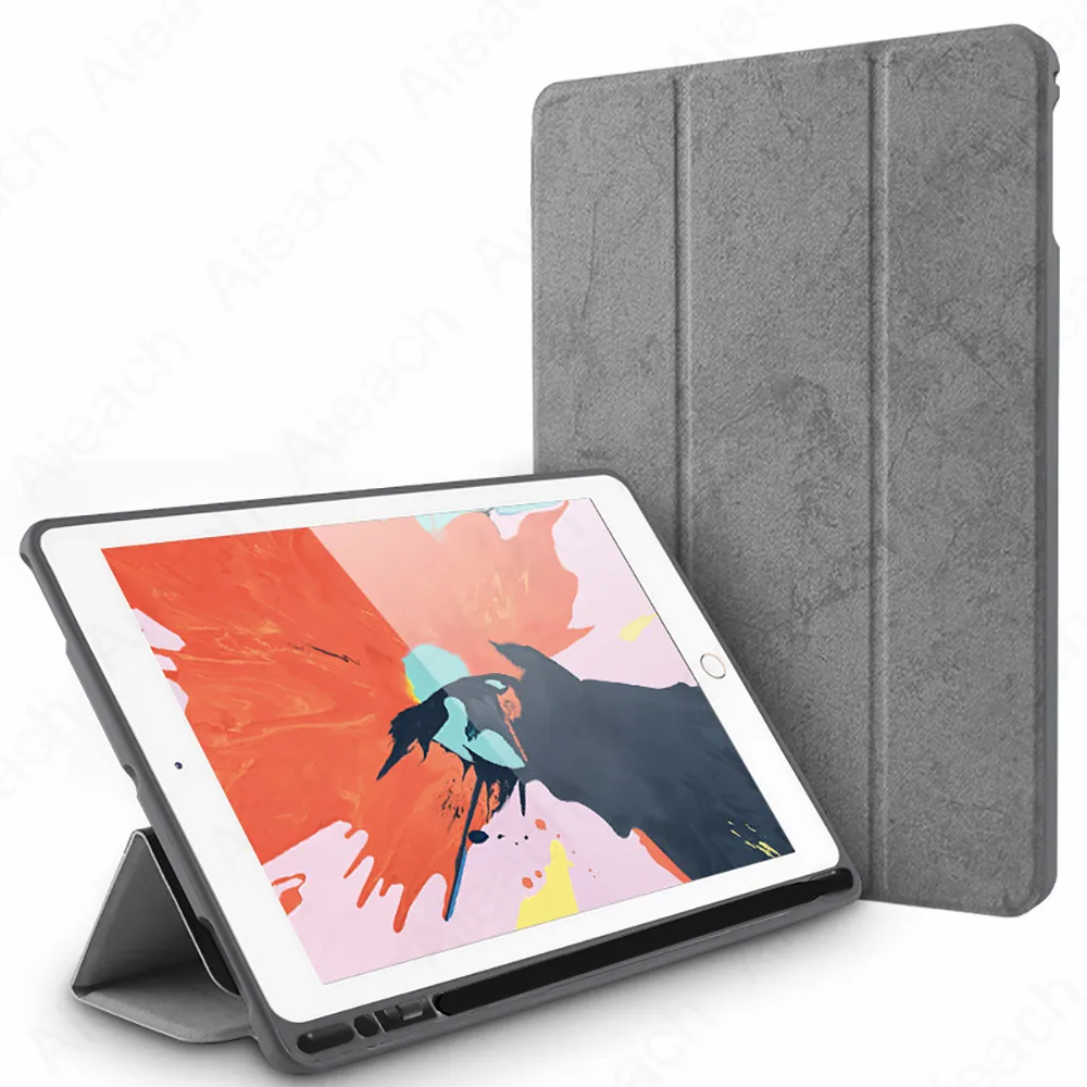 Для iPad 7th 10," Чехол с карандашом держатель ткань Текстура Кожа Мягкий силиконовый чехол для iPad 10,2 чехол Автоматический Режим сна/пробуждения