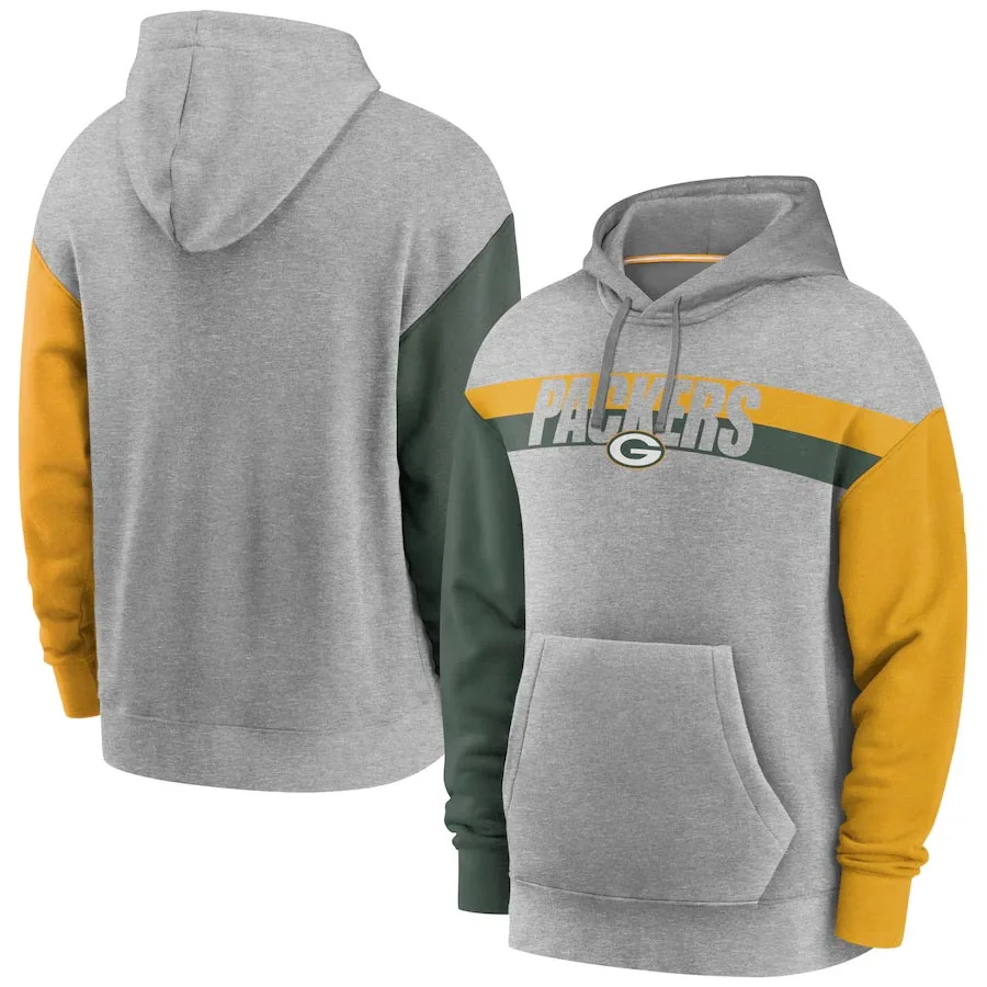 

Men Green Bay Heathered Gray Fan Gear Heritage Tri-Blend Packers Pullover Hoodie